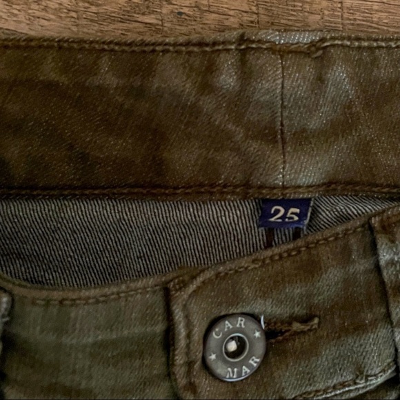 Carmar Moto Olive Green Gold Studded Skinny Jeans Size 25 - Picture 10 of 12